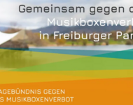 Bild vom Seepark im Hintergrund: Gemeinsam gegen das Musikboxenverbot in Freiburger Parks