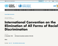 Screenshot von der UN-Website: International Convention on the Elimination of All Forms of Racial Discrimination - der Ausschuß zur Beseitigung jedweder Form von Diskriminierung (CERD)