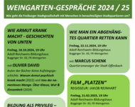 Gründe Textkacheln auf weißem Grund mit den Ankündigungen der verschiedenen Veranstaltungen 