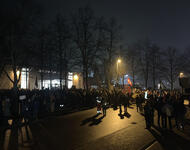 Die Demo vor dem Bürgerhaus Zähringen