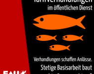 FAU Sharepic: Tarifverhandlungen im öffentlichen Dienst - Verhandlungen schaffen Anlässe. Stetige Basisarbeit baut echte Gegenmacht auf.