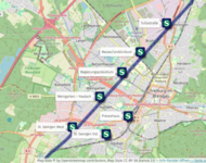 Die bisherige Güterbahnlinie durch Freiburg in der Zukunftsprognose mit 6 S-Bahnlinien