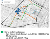 Karte von Haslach mit Abbiegeverboten an der Kreuzung zum Dorfplatz