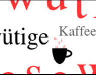Sendungslogo Buchstabensalat Lesewütiges Kaffeekränzchen und gezeichnete Kaffeetasse