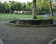 Stühlingerkirchplatz mit grün gefärbten Brunnen - Protestaktion gegen Greenwashing von Extinction Rebellion und Ende Gelände