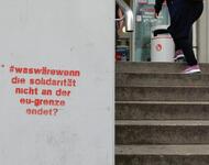 Mauer mit der Frage: #Was wäre wenn Solidarität nicht an den Grenzen endet?