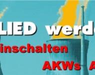alter RDL-Flyer: Mitglied werden! RDL einschalten AKWs abschalten mit ATomkraftwerken im Hintergrund